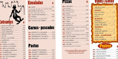 Pizzería Chaplin Benissa menu