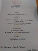 Casa Rural Atienza menu