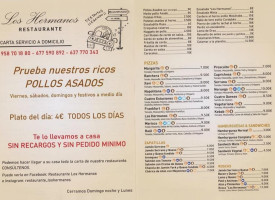 Hostal Los Hermanos Baza menu