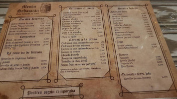 Mesón Sebastián menu