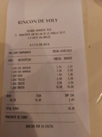 El Rincon De Yoli menu