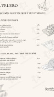 La Vela/el Velero menu