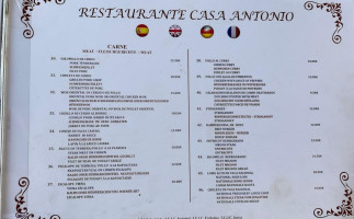 Casa Antonio menu