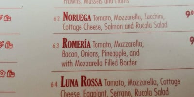 Luna Rossa Pizzeria menu