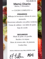 El Tablón Salamanca menu