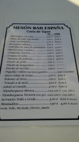 Mesón España menu