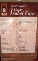 Casa Isabel Faro menu