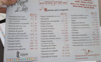El Rincon De Luis menu