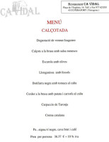 Ca Vidal menu
