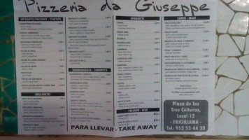 Pizzería Da Giuseppe menu