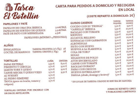 Tasca El Botellin menu