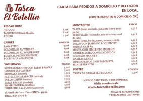 Tasca El Botellin menu