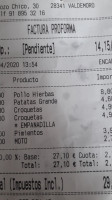 El Palacio Del Pollo menu