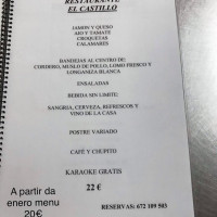 El Castillo menu