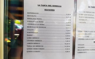 Taberna El Kiskilla menu