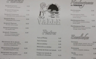 Pizzeria Valle menu