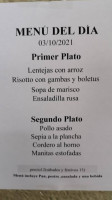 Hostal San Cristobal menu