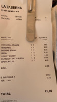 La Taberna menu