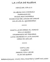 El Horno De La Viña De Rueda menu