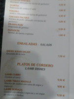 Shere Khan menu