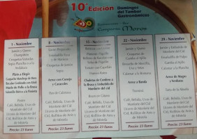 Comparsa Moros menu