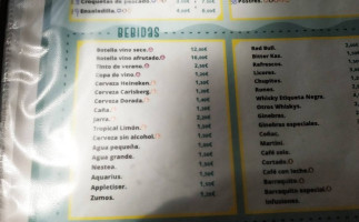 Bar Restaurante Las Palmeras menu