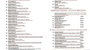 The Bombay Supper Club menu