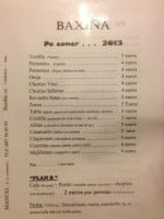 Furancho Baxiña menu