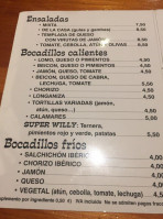 Willy menu