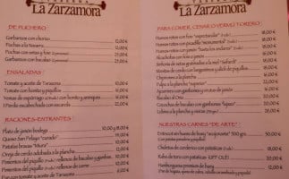 Taberna La Zarzamora menu