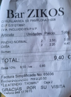 Zikos menu