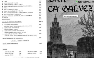 Bar Restaurante CÁ GÁlvez menu