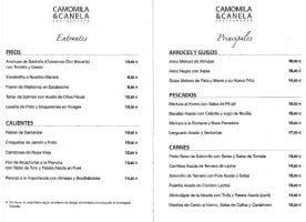 Camomila Y Canela menu