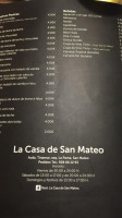 La Casa De San Mateo menu