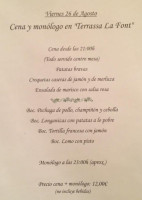 Terrassa La Font menu