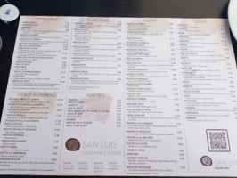Pizzeria San Luis menu
