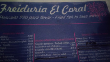 Freiduria El Coral menu