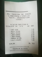 El Tascon De Paco menu