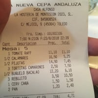 Cerveceria La Nueva Cepa Casa Alfonso menu