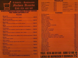 Cafeteria Machaco Alameda menu