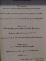 Casa D'ojalatero menu