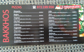 Bakkhos Café-pizzeria menu
