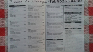 Pizzería Da Giuseppe menu