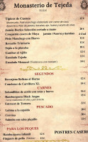 Monasterio De Tejeda menu