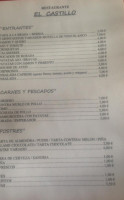 El Castillo menu