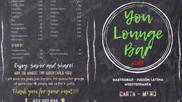 You Lounge menu