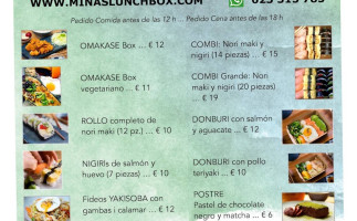 Mina's menu