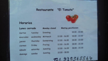 El Tomate menu