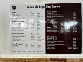 Bodega Cha Juana menu