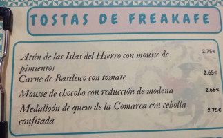 Freakafe menu